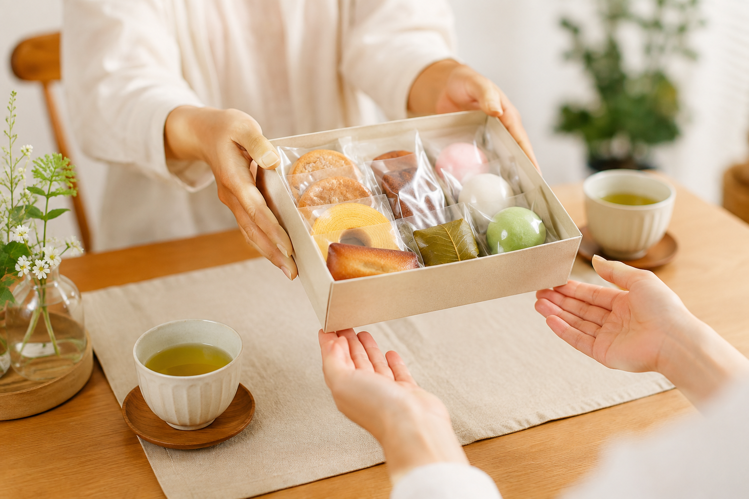 個包装のお菓子を詰めた気軽な手土産