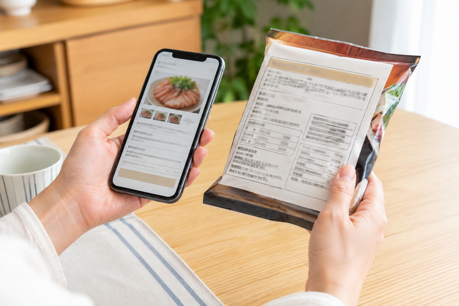 食品表示と配送条件を確認しながらお取り寄せを選ぶ場面